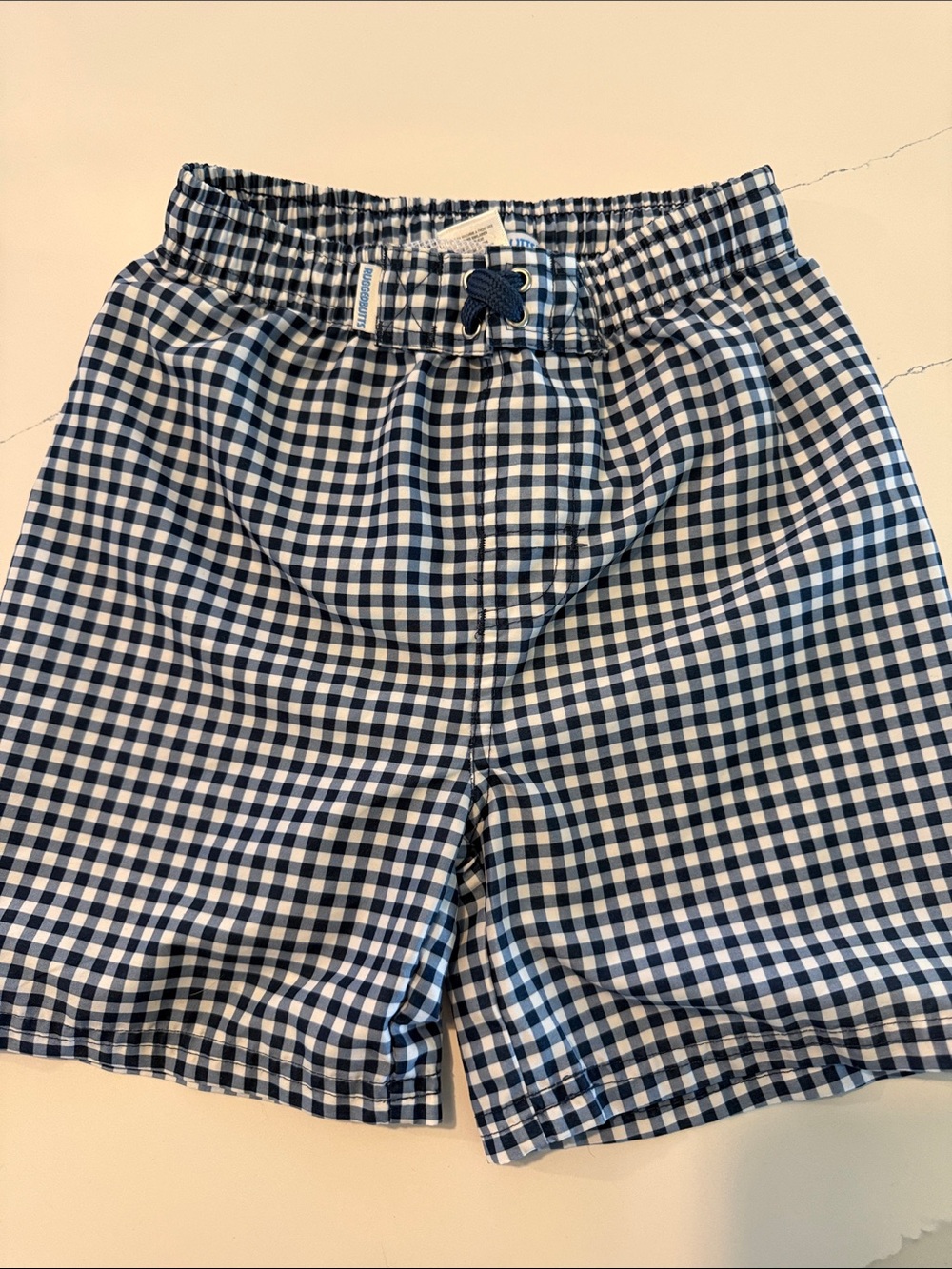 Rugged Butts Boys Navy & White Gingham Swim Shorts